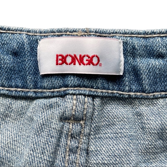 BONGO  Distressed Denim High Waist Raw Hem Shorts with Lace and Pearl Accent 7 - Picture 7 of 9